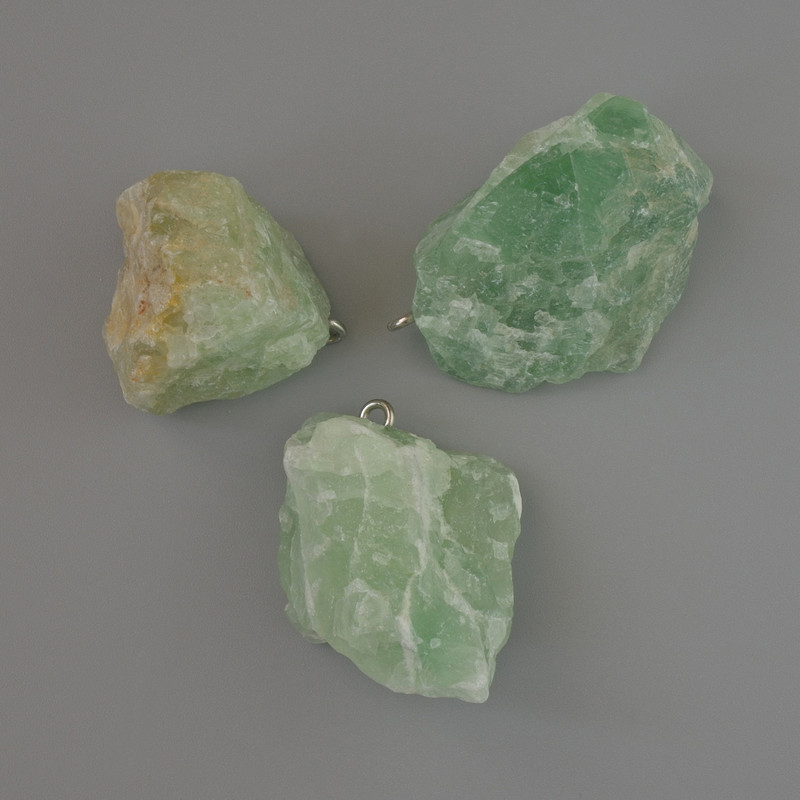 Fluorite Pendant, Natural Unprocessed Stone, diameter 24x22 to 36x28mm, assorted