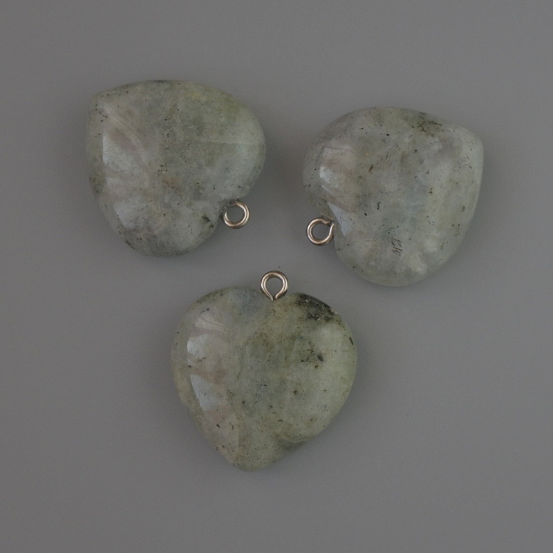 Pendant Heart Labradorite, diameter 27×25mm+