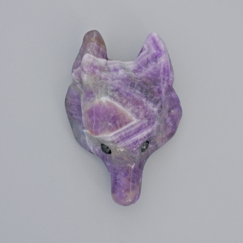 Pendant "Wolf" Natural Amethyst Stone, 39x25mm, hole diameter 2.2mm