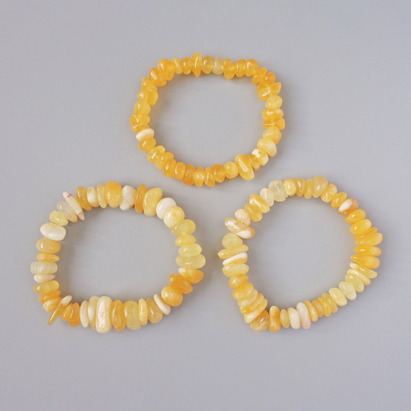 Yellow Agate Bracelet with Natural Stone, faceted beads, 14x7mm to 8x6mm, 18cm long, elastic, assorted sizes