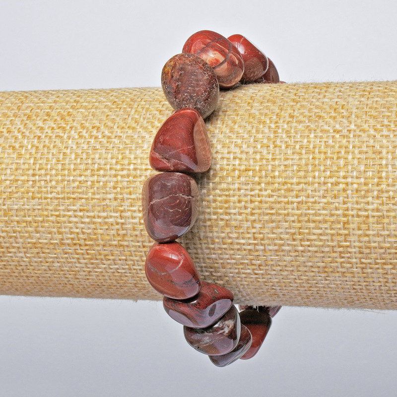 Bracelet Red Jasper Natural Stone Faceted Beads, 12x14mm, length 18cm + - (stretch)