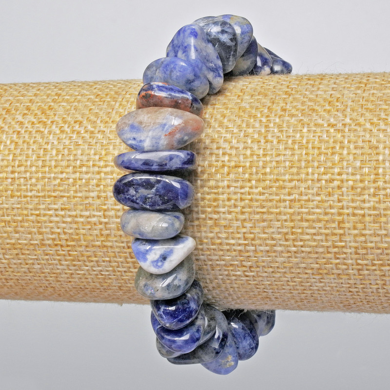 Sodalite Bracelet with natural stone tumbled beads, 13x6mm diameter + -, length 18cm + - (stretch)