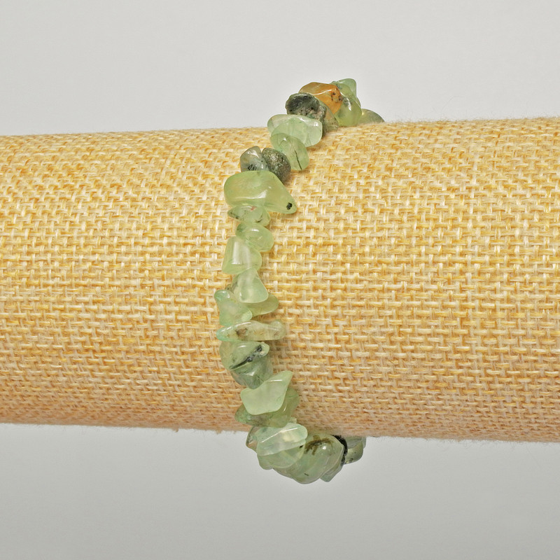 Prehnite Bracelet with natural stone chip, 6x4mm, length 18cm (stretch)