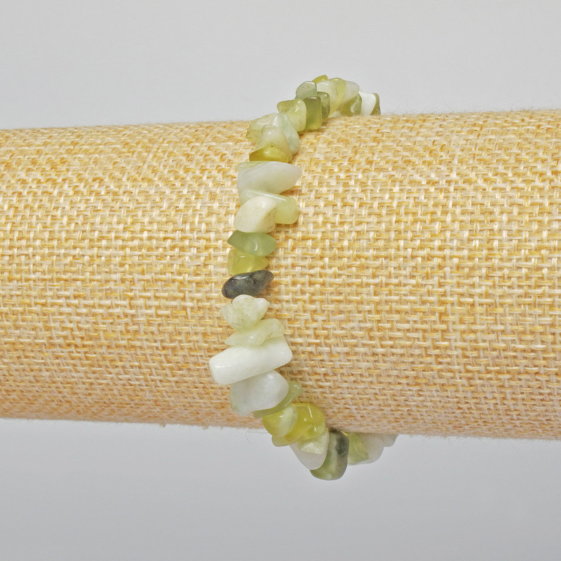 Jadeite Beaded Bracelet, natural jadeite chip stones, 6×4 mm, stretch bracelet, length 18 cm