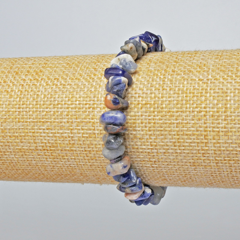 Sodalite Bracelet with Natural Stone Chip, 7x4mm, length 18cm, elastic (stretch)