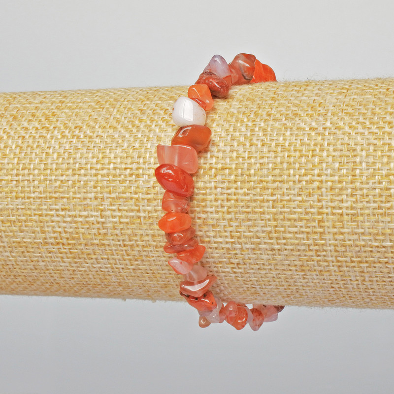 Carnelian Bracelet natural stone chip, 6x4mm, length 18cm, stretch