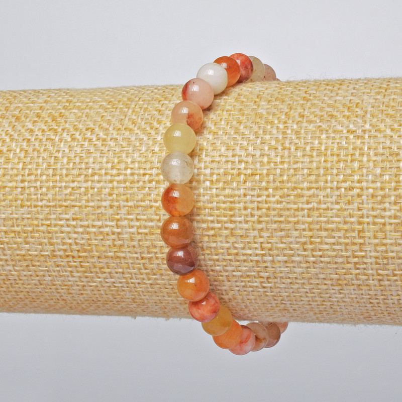 Carnelian Bracelet (faceted) smooth beads, diameter 6.5mm + -, length 18cm + - (stretch)