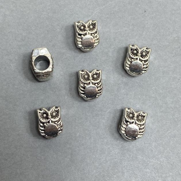 Owl Spacer Bead Finding (10/8mm), Pack of 8