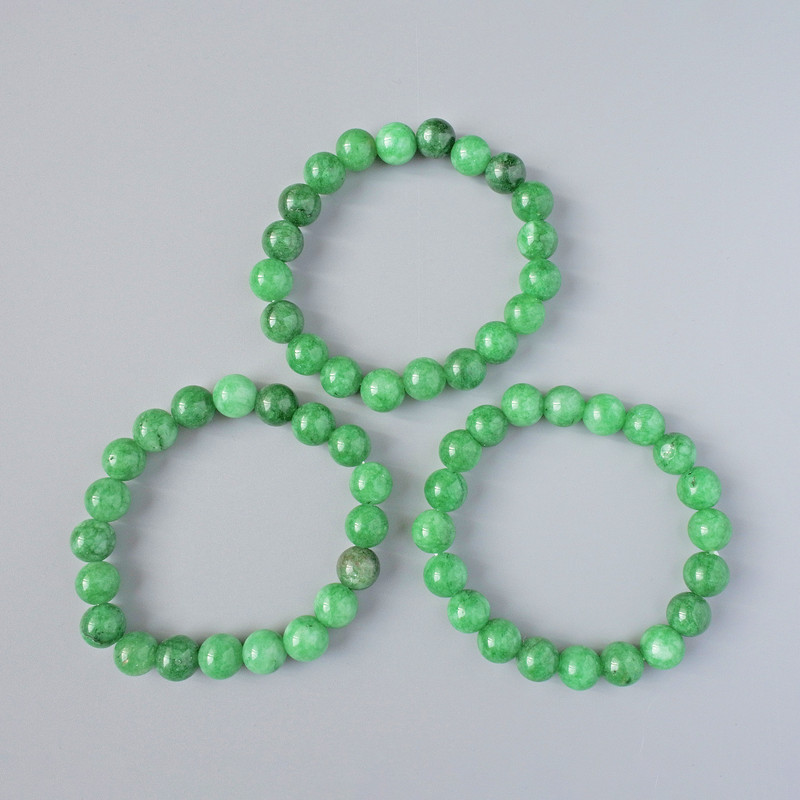 Chrysoprase Bracelet (pressed) smooth beads, 10mm diameter + -, length 18cm + - (stretch)