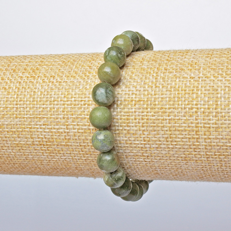 Jadeite Bracelet (faceted) smooth bead, diameter 8.5mm, length 18cm (stretch)