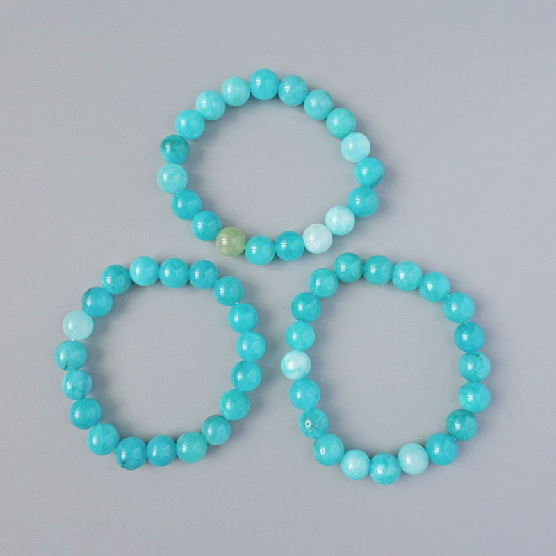 Aquamarine Bracelet (faceted) smooth bead, diameter 10.5mm + -, length 18cm + - (stretch)