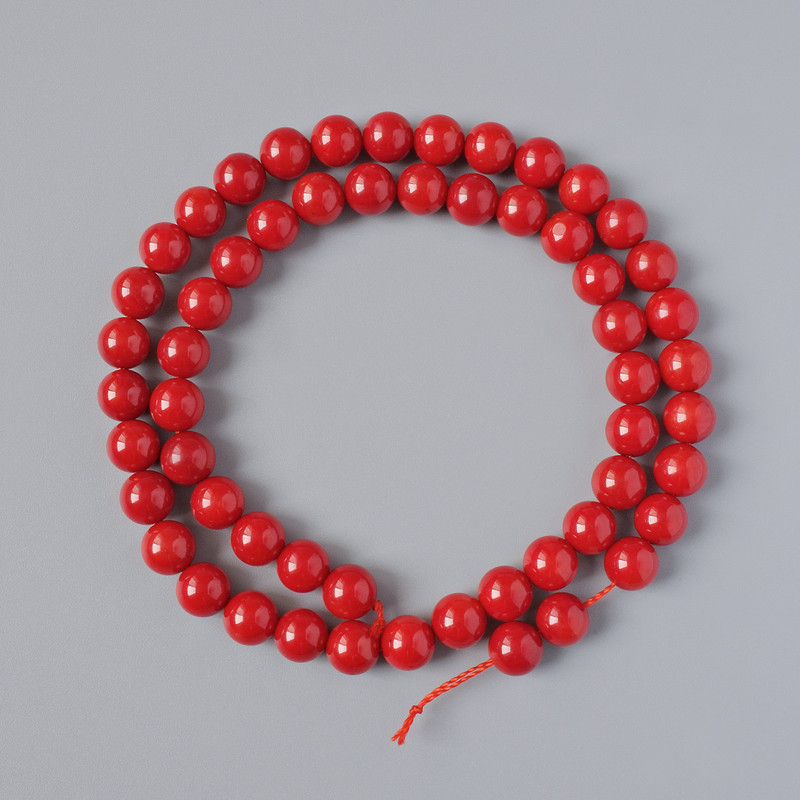Coral Beads, natural smooth ball, diameter 7mm + -, length 40cm + - on a thread