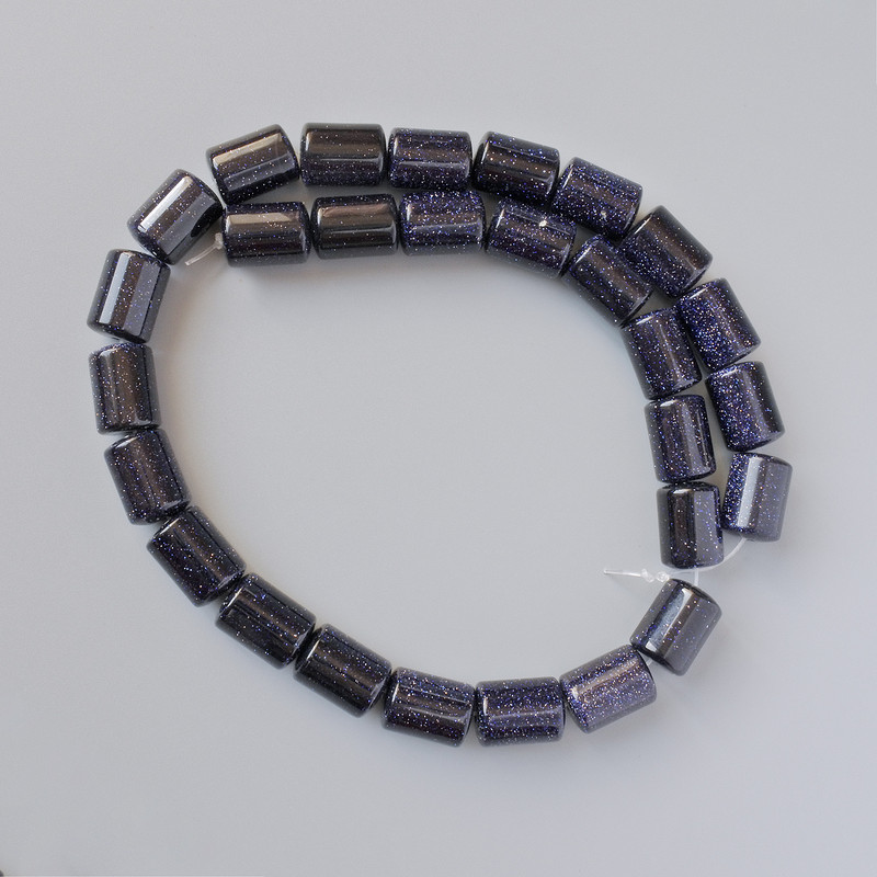 Adventurine Beads Night of Cairo Cylindrical 10x13 mm, 5mm + -, 37 cm length on thread