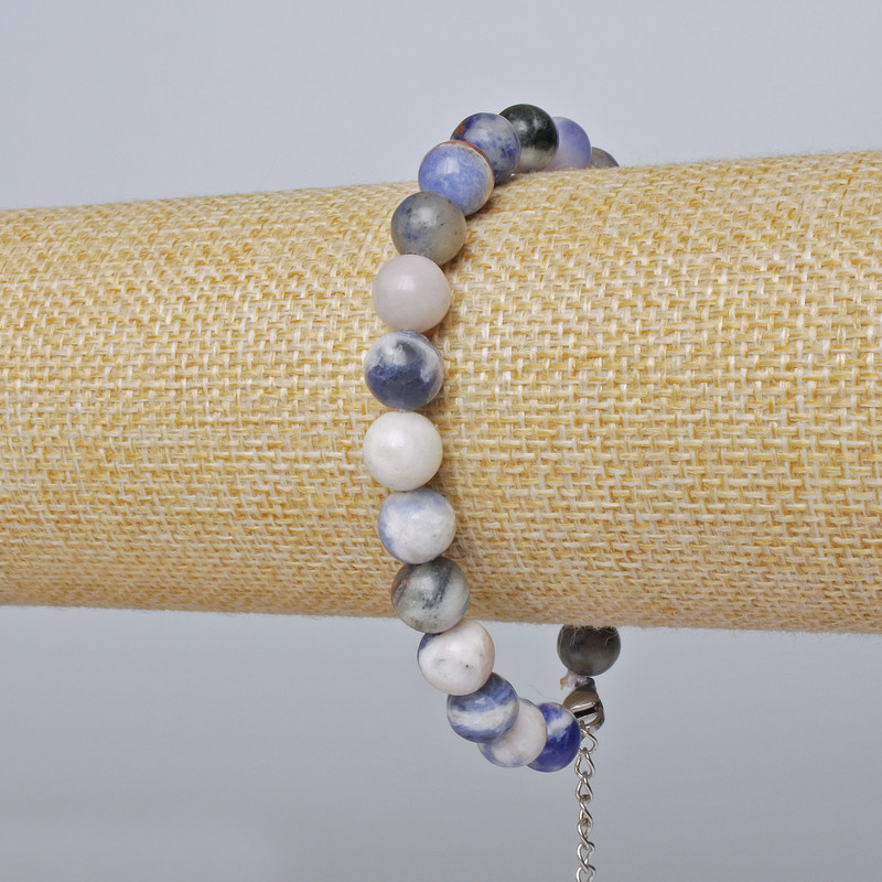 Sodalite Bracelet (faceted) smooth beads, 8mm diameter + -, length 19-24cm + - (silver clasp)