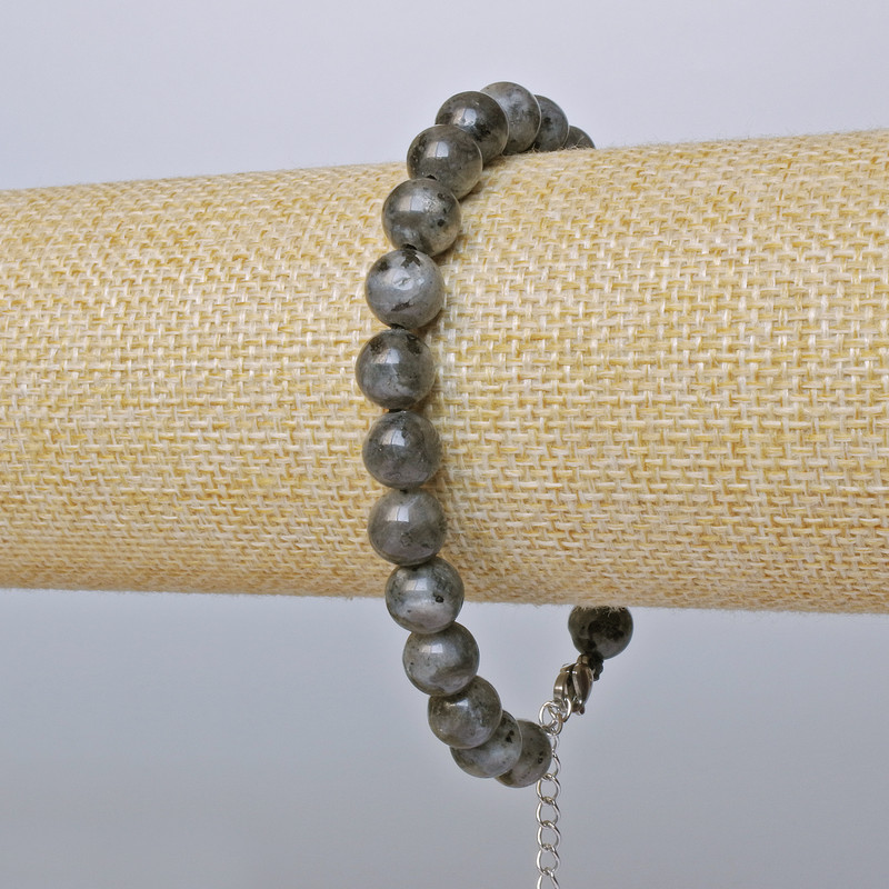 Bracelet Labradorite (polished) smooth bead, diameter 8mm + -, length 19×24cm + - (silver clasp)