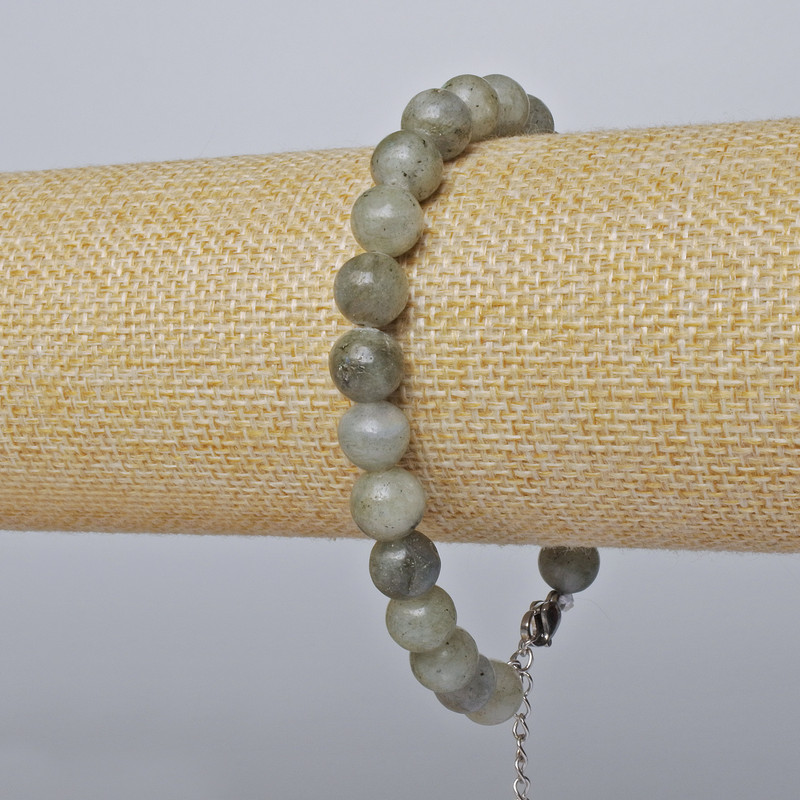 Bracelet Labradorite (faceted) smooth bead, diameter 8mm + -, length 19x24cm + - (silver clasp)