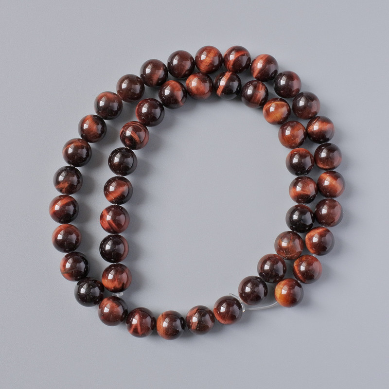 Tiger's Eye Beads 8mm Smooth Round Natural Stone on Nymo cord 38cm adjustable