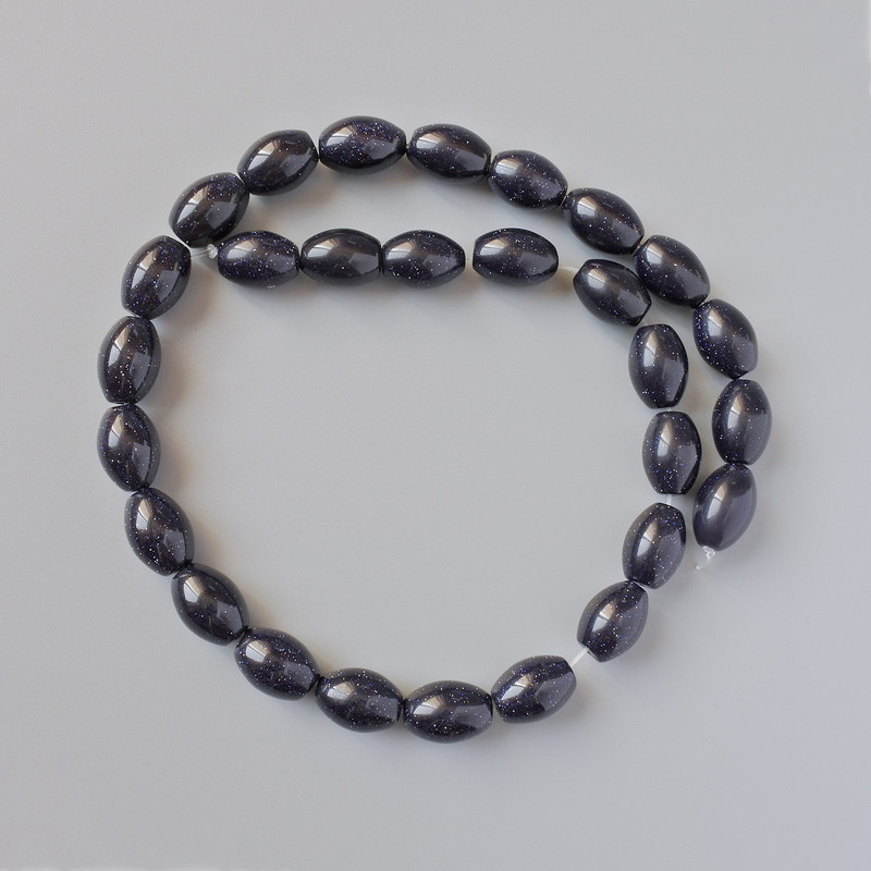 Aventurine Beads 'Night of Cairo' Oval 10x14mm, synthetic, on monofilament, length 40cm