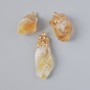 Pendant Citrine natural stone unpolished from, diameter 24x15mm to 38x16mm+- assortment, golden metal