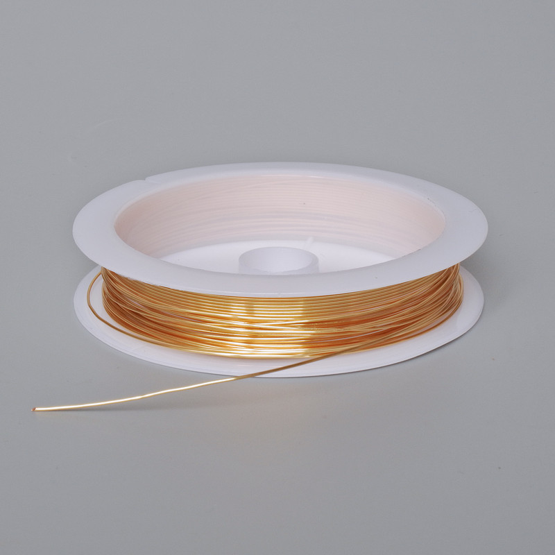 Golden Wire for Jewelry, 0.5 mm diameter, spool, 18 m length
