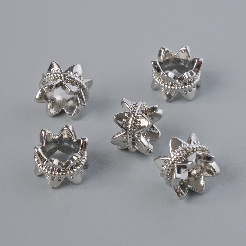 Bead Inlay Crimp/Plug Bead, diameter 5, 5x7 mm ±, hole 4 mm, metal color: silver tone, 1 pc
