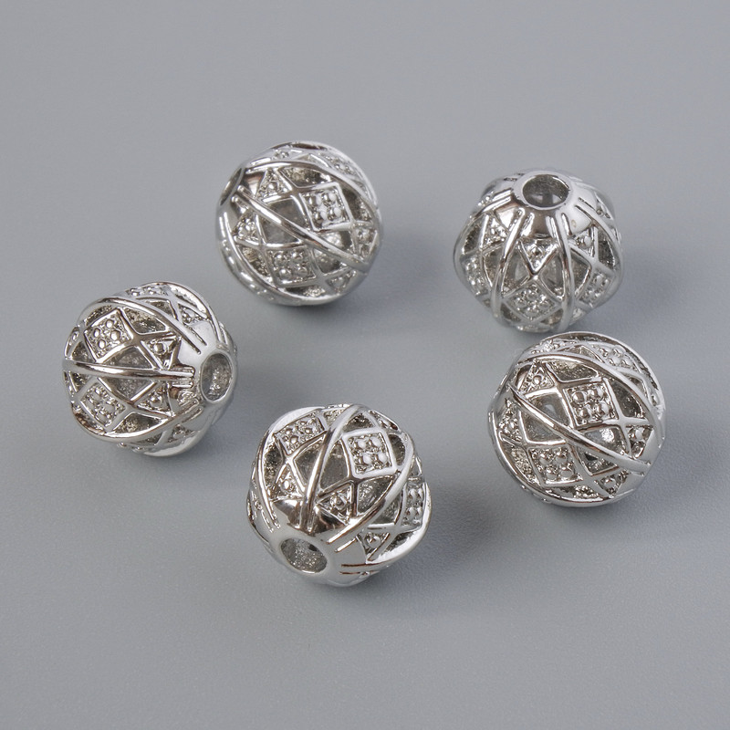 Bead Finding Insert, 8mm Diameter ±, Hole 2mm, Silver Metal Color, 1 pc