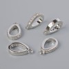 Pendants base with White Rhinestones, Silver Tone Metal, diameter 15x3mm± 1pc