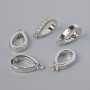 Pendants base with White Rhinestones, Silver Tone Metal, diameter 15x3mm± 1pc