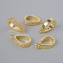 Pendants Base with White Rhinestones, Gold-tone Metal, 15x3 mm ± 1 pc