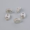 Separator bead for 2 strands with white crystals, silver metal finish, diameter 8×3mm± 1 piece