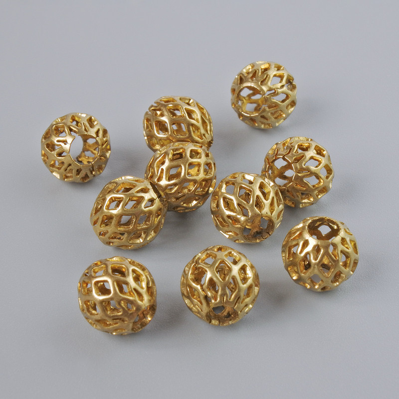 Bead findings, inlay bead, dark golden metal color, diameter 7mm±, 10 pcs