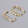 Congo ear posts for earrings with white rhinestones, dark-gold metal color, 21x11mm pair