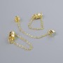 Magnetic clasp, diameter 13x6 mm, gold color metal with chain, length 5 cm
