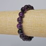 Bracelet Purple Cat's Eye natural stone smooth beads, diameter 10.5mm, length 18cm (stretch)