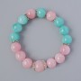 Bracelet Pink Quartz and Amazonite (artificial acrylic), diameter 12.5mm±, length 18cm± (stretch) with metal inserts