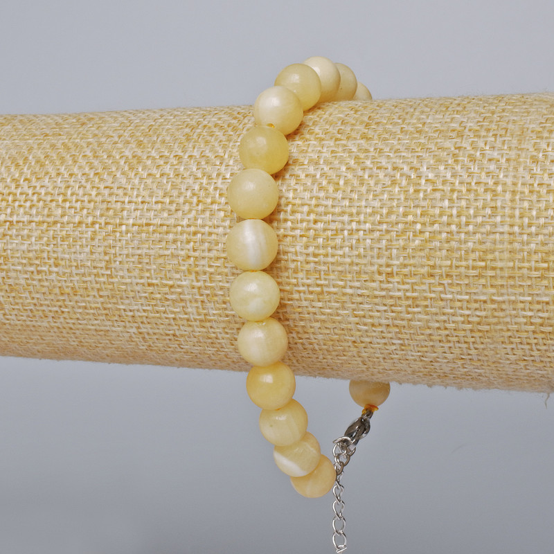 Bracelet Citrine (pressed) smooth bead, diameter 8.5 mm + -, length 19-24 cm + - (silver clasp)