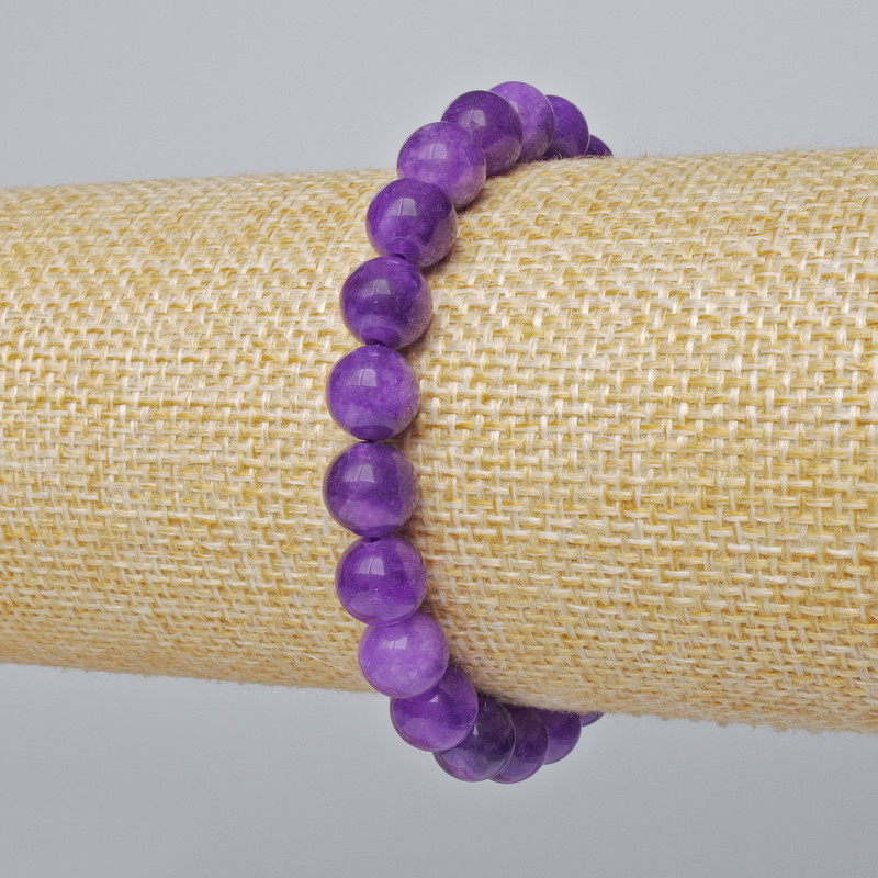 Lepidolite Bracelet (artificial) smooth beads, diameter 8mm, length 18cm (stretch)
