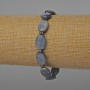Kyanite Bracelet with Natural Stone Oval Beads, 10x14mm, 18cm long, Stretch, with Hematite Inlays