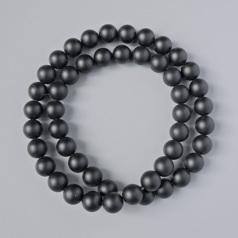 Shungite Beads (single) smooth ball, 8mm diameter, approx 39cm length on fishing line