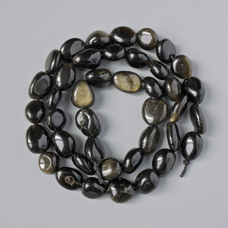 Sunstone Obsidian Beads natural gemstone faceted, diameter 8×10mm±, length 41cm± on thread