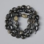 Sunstone Obsidian Beads natural gemstone faceted, diameter 8×10mm±, length 41cm± on thread
