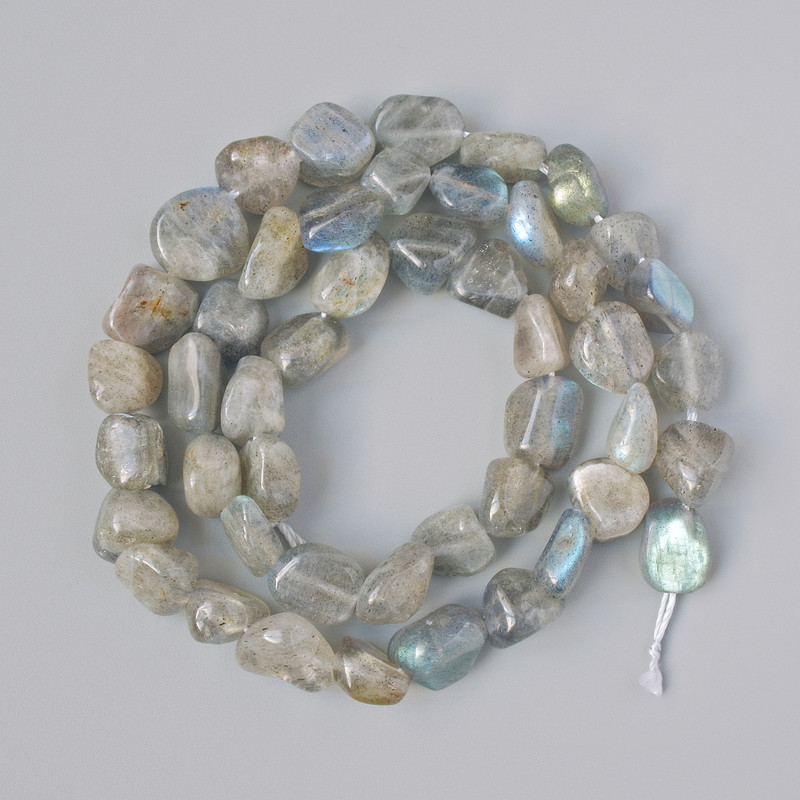 Labradorite Beads, Natural Stone, faceted, diameter 8×9 mm ±, thread length 40 cm ±