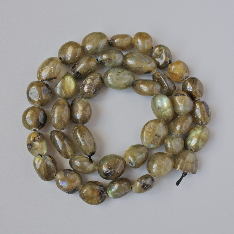 Labadorite Beads, natural stone, faceted, diameter 9×10 mm ±, length 40 cm ± on thread