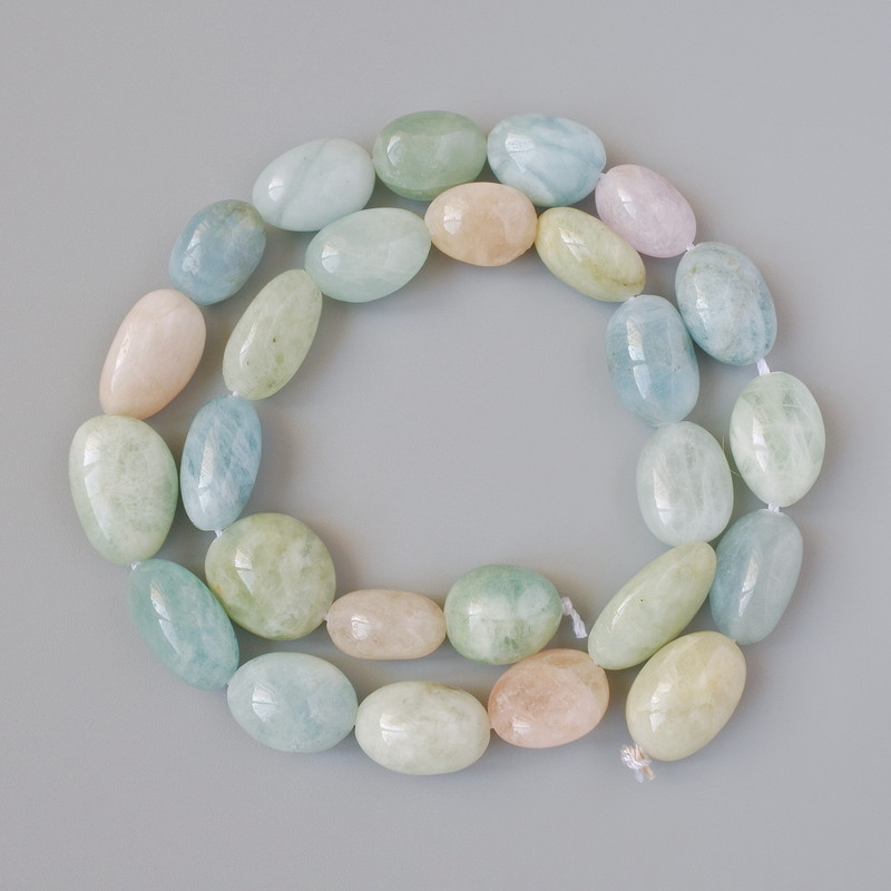 Morganite Beads Natural Stone Nugget, 10x15mm ±, 39cm ± Length on Thread