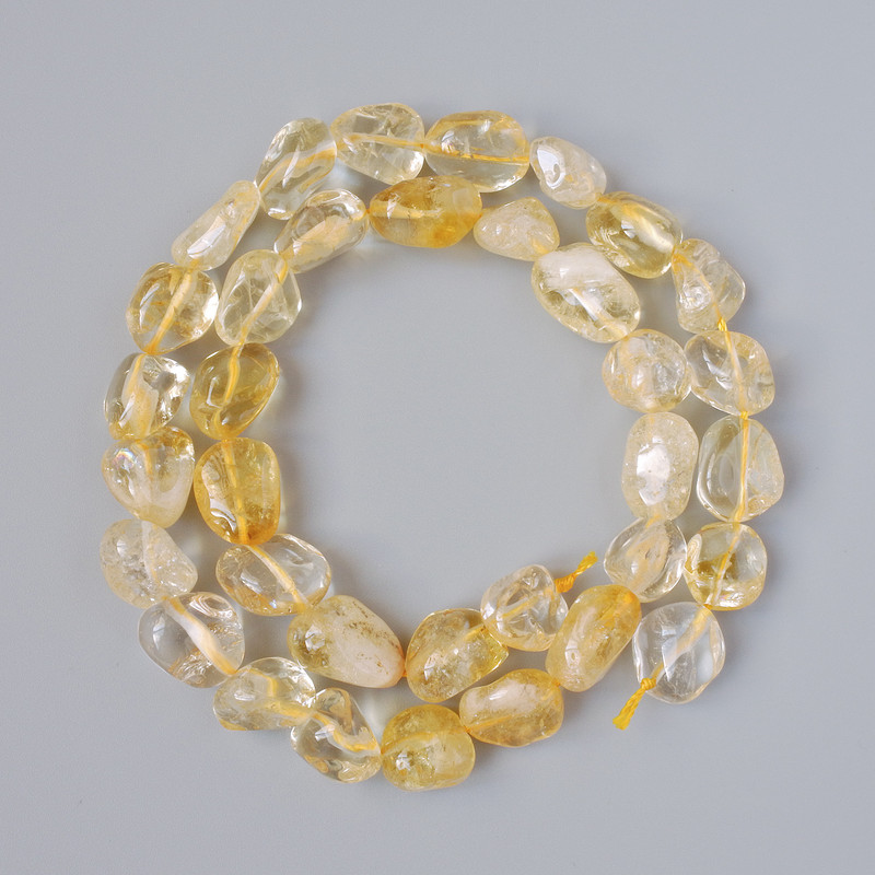 Citrine Beads, Natural Stone Tumbled, 10x12 mm, on Thread, 39 cm length