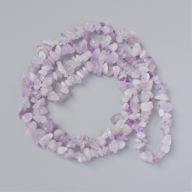 Lavender Amethyst Natural Stone Bead Chip, 8x4mm diameter, 80cm length on thread