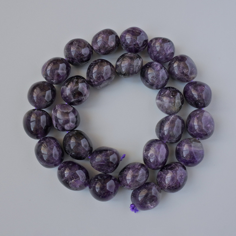 Amethyst Beads natural stone faceted, diameter 14×15mm±, length 39inches± on thread