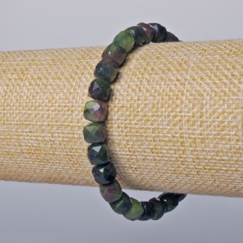 Bracelet Zoisite Natural Stone, faceted cube, 7mm diameter, length 18cm± (stretch)