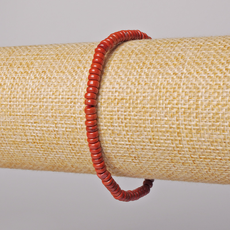 Red Jasper Natural Stone Smooth Rondelle Bracelet, diameter 4x2mm, length 18cm, stretch