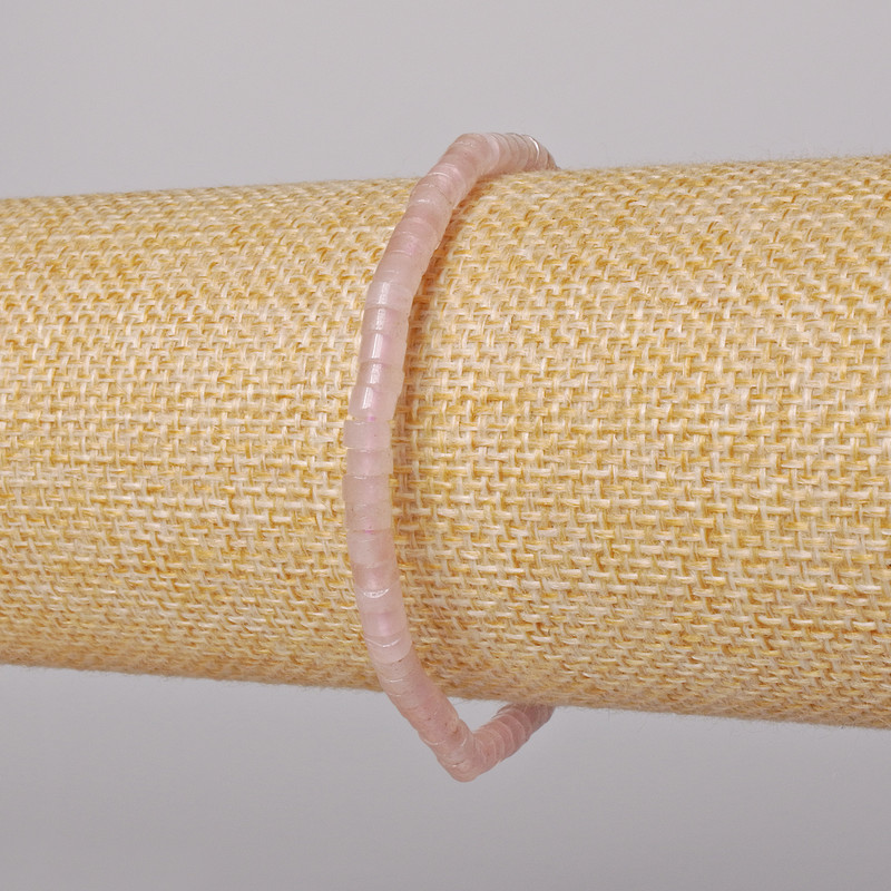 Bracelet Pink Quartz natural stone cut, diameter 4x2mm±, length 18cm± (stretch)